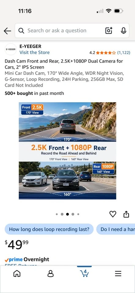 Dash Cam Front and Rear 2.5K+1080P Dual Camera - photo 5