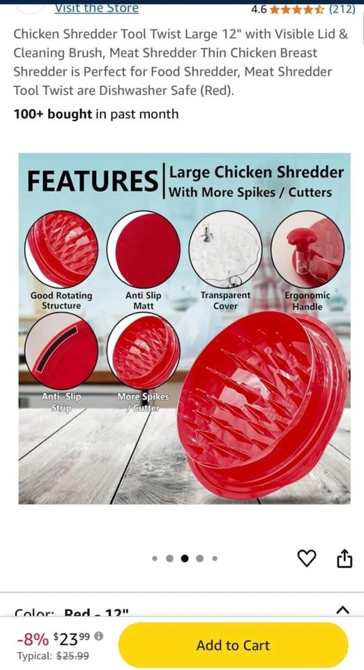 Chicken Shredder Tool Twist 12" with Lid & Brush - photo 3