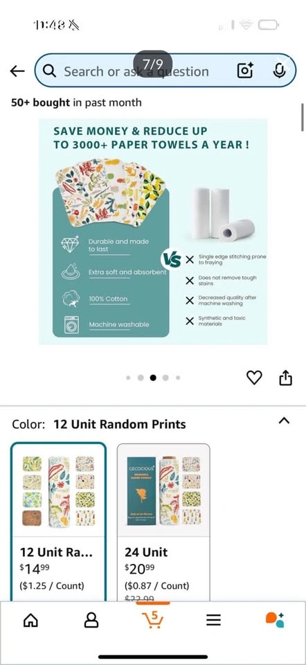 Reusable Paper Towels Washable, 12 Pack - Surprise Prints - photo 4