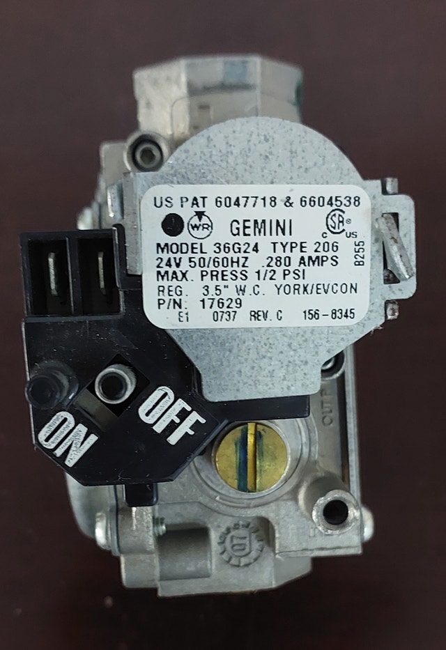 Gas Valve Specifications– White-Rodgers 36G24 (Type 206 ) GCV029