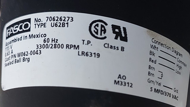 FASCO Draft Inducer Motor – 70626273 (Type U62B1) - M 158 - photo 5
