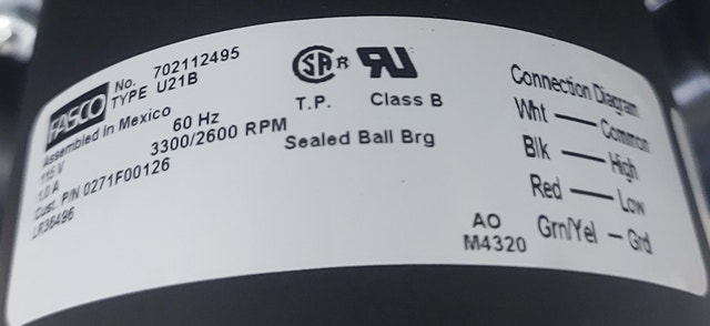 FASCO Draft Inducer Motor – Model 702112495 - M 124 - photo 3