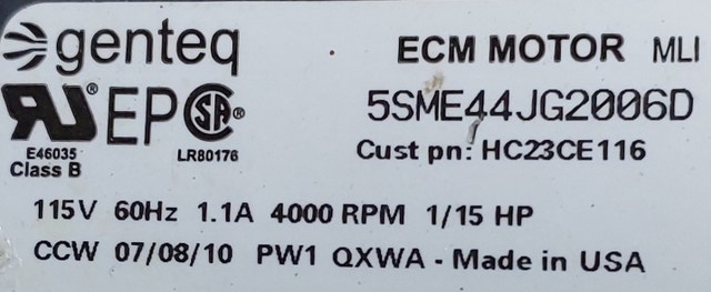 Genteq ECM Motor – Model 5SME44JG2006D M 087 - photo 5