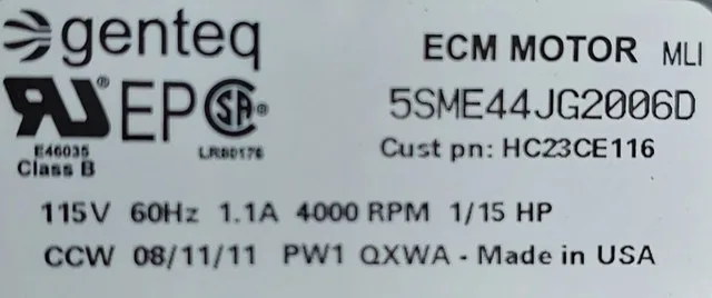 Genteq ECM Motor – Model 5SME44JG2006D - M086 - photo 5
