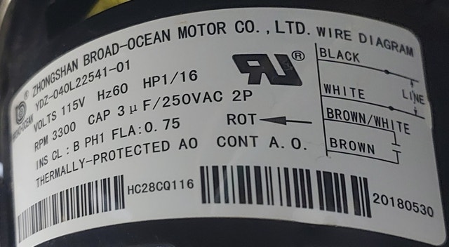 Broad-Ocean Draft Inducer Motor – Model HC28CQ116 - photo 3