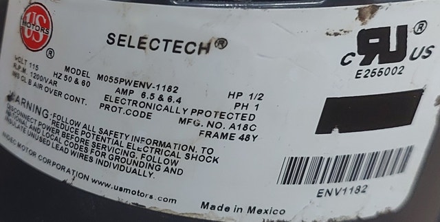 SELÉCTECH HVAC Blower Motor – Model M055PWENV-1182 - M106 - photo 2