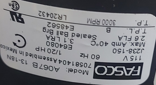 Fasco Draft Inducer Motor – Model A067B13-18N (J238-150) - photo 3