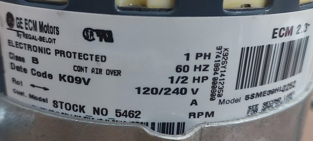GE ECM 5SME39HL0252 Blower Motor – 1/2 HP | 120/240V - photo 5
