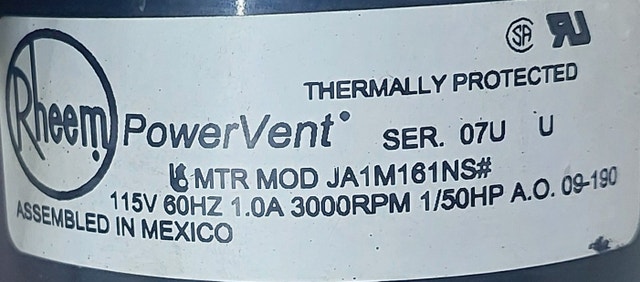 PowerVent® Inducer – Model JA1M161NS (Hot Water Heater) - photo 3