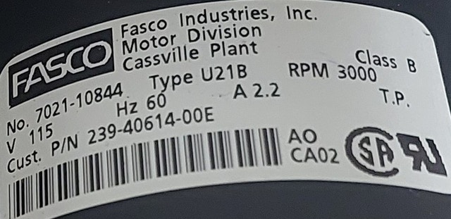Fasco Draft Inducer Motor Model 7021-10844 Hot Water Heater - photo 3