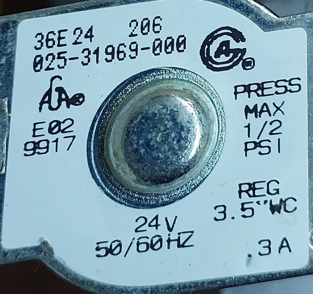 Gas Valve Specifications – White-Rodgers 36E24-206 - GCV 107 - photo 2