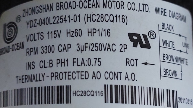 Broad-Ocean Draft Inducer Motor – Model HC28CQ116 - M073 - photo 3