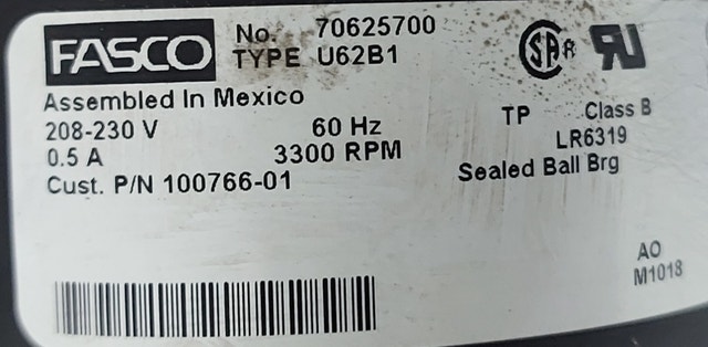 FASCO Draft Inducer Motor – Model 70625700 - M046 - photo 3