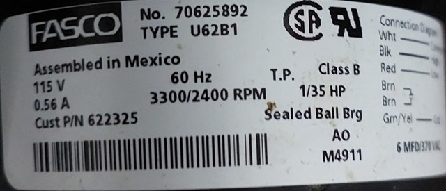 FASCO Draft Inducer Motor – Model 70625892 - M039 - photo 3