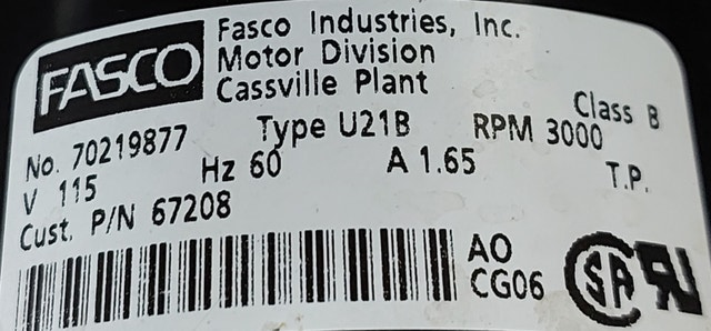 FASCO Draft Inducer Motor – Model 70219877 - M027 - photo 3
