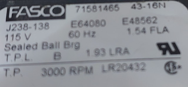 FASCO Inducer Blower Motor – Model 71581465 (J238-138) M004 - photo 3