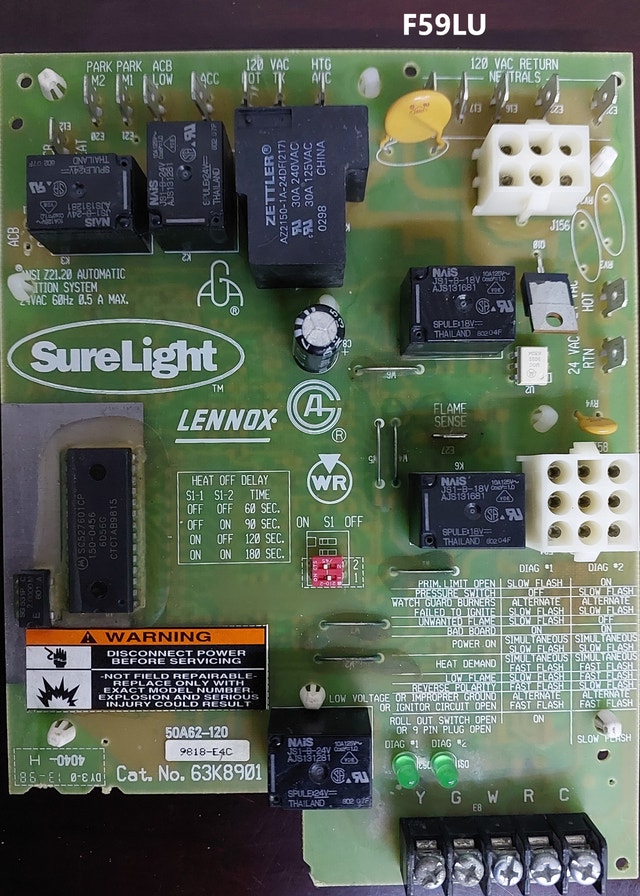 Lennox SureLight 63K8901 Furnace Board | White-Rodgers - F59LU