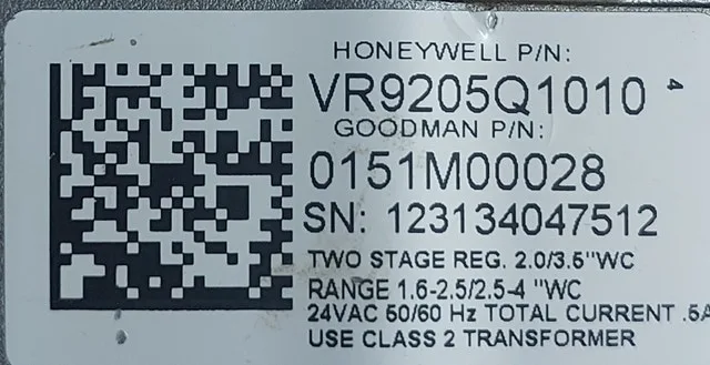Gas Valve Specifications – Honeywell VR9205Q1010 - GCV066 - photo 4