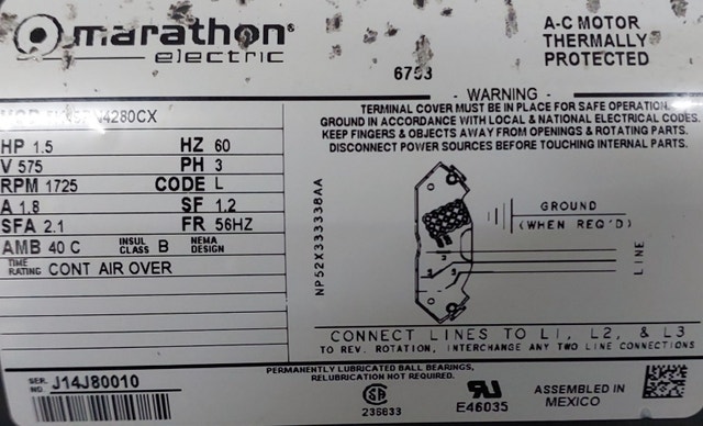 Marathon Electric AC Motor – Model NP52X333338AA - M055 - photo 2