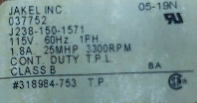 JAKEL Draft Inducer Motor – Model J238-150-1571 - photo 4