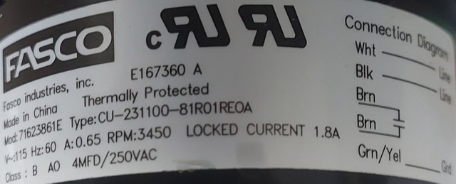 FASCO Draft Inducer Motor – 71623861E - M101 - photo 5