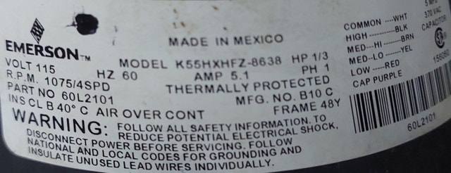 Emerson Blower Motor – Model K55HXHFZ-8638 - M060 - photo 3