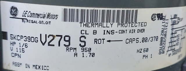 GE Commercial Blower Motor – Model 5KCP39DGV279S - M061 - photo 3