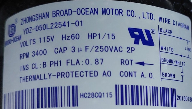 Broad-Ocean Blower Motor – Model YDZ-050L22541-01 - M066 - photo 3