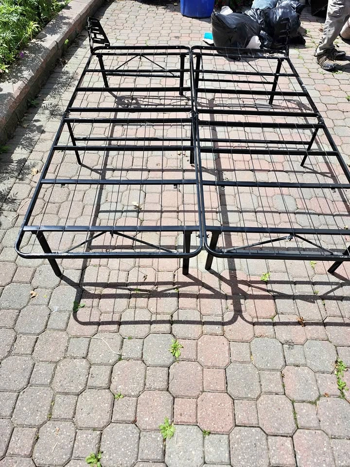 Black Metal Folding Queen Bed Frame