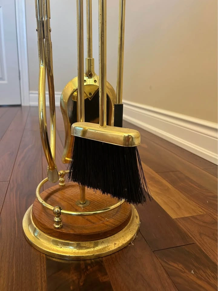 Vintage Solid Brass Fireplace Tool Set - photo 5