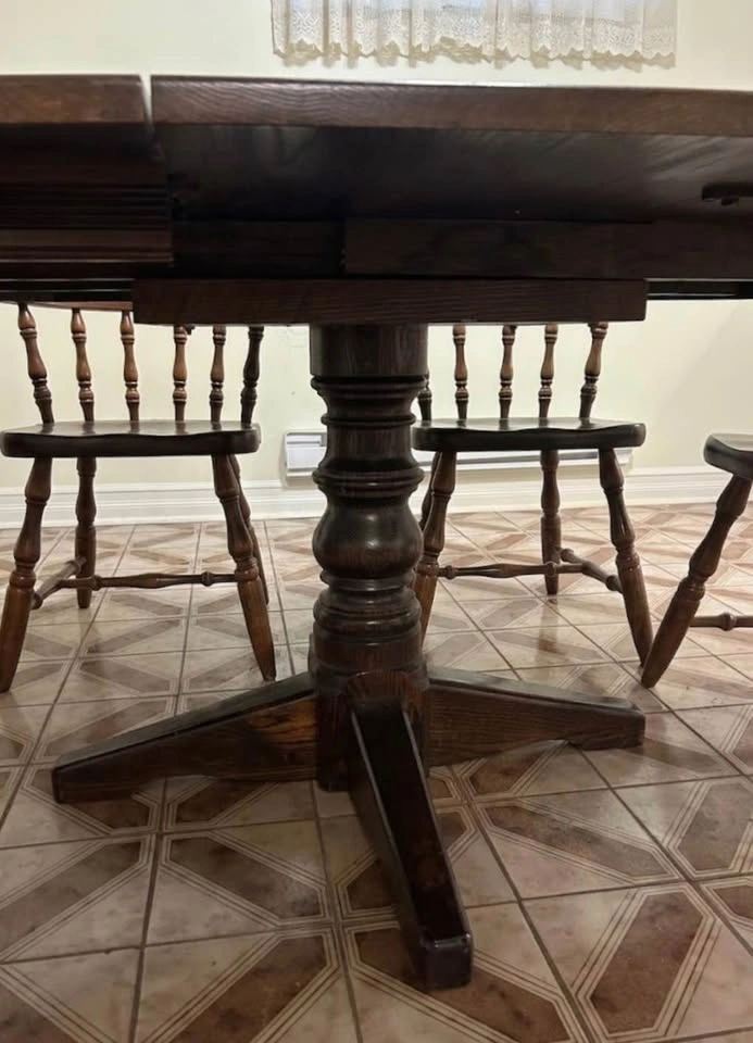 Vintage Solid Oak Dining Table & 6 Chairs - photo 5
