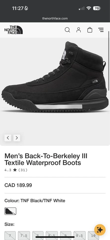 The North Face Back-To-Berkeley III Waterproof Boots - Size 8 - photo 2