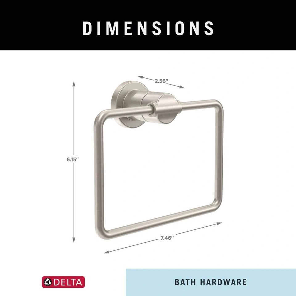 Nicoli Wall Mount Square Closed Towel Ring Bath Hardware - photo 3
