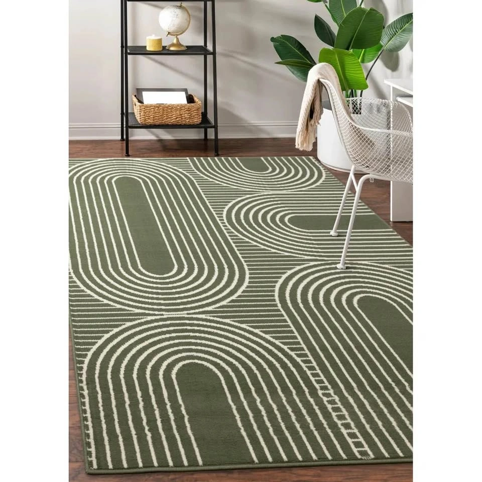 Fresno Green Cream Curves High-Traffic Area Rug - photo 2