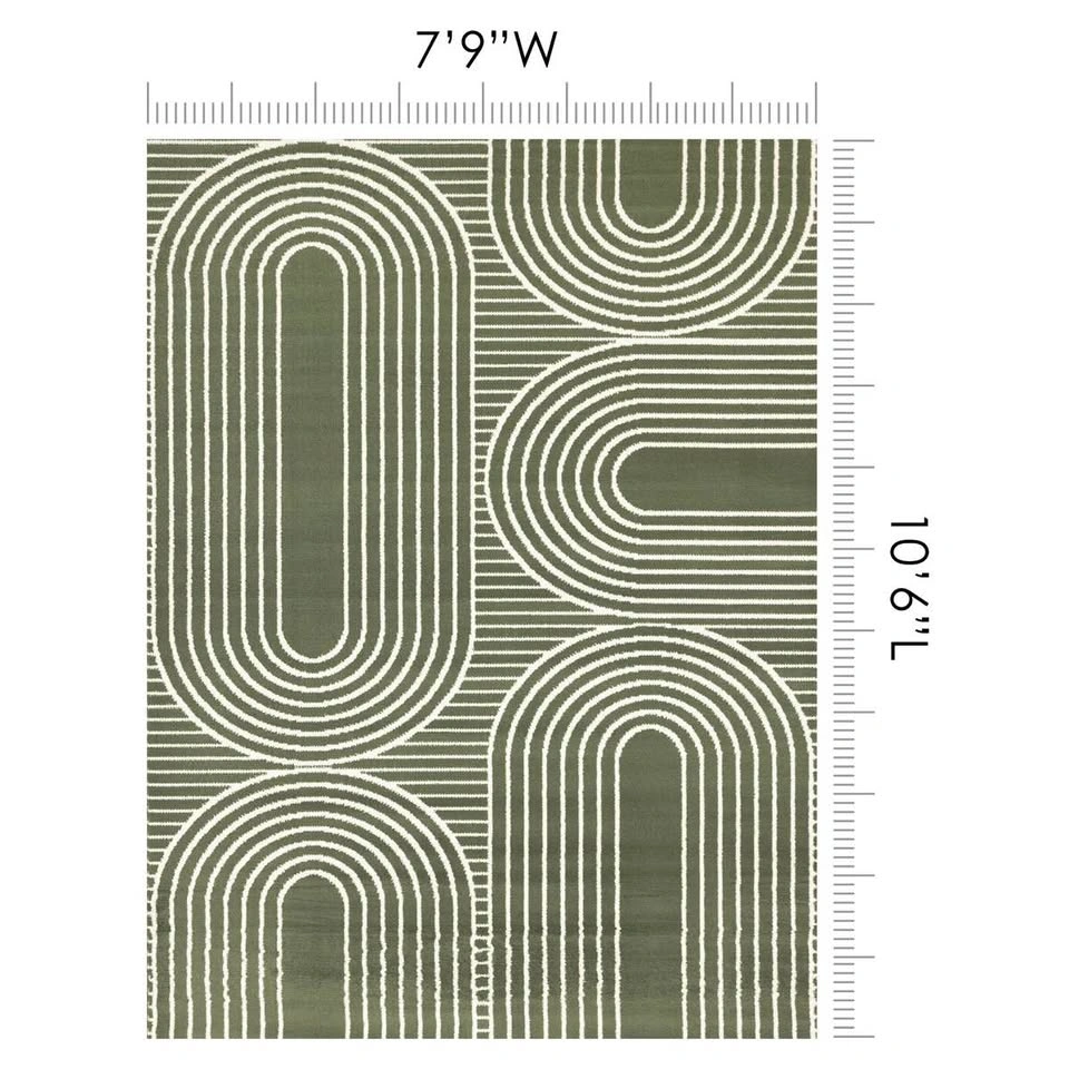 Fresno Green Cream Curves High-Traffic Area Rug - photo 3
