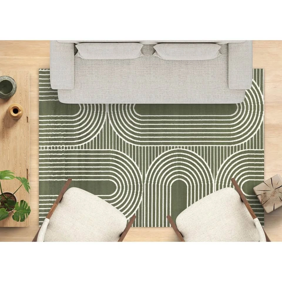 Fresno Green Cream Curves High-Traffic Area Rug - photo 4