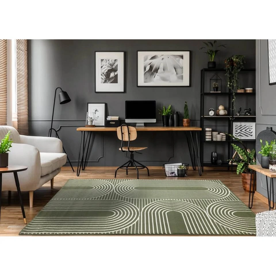 Fresno Green Cream Curves High-Traffic Area Rug - photo 5