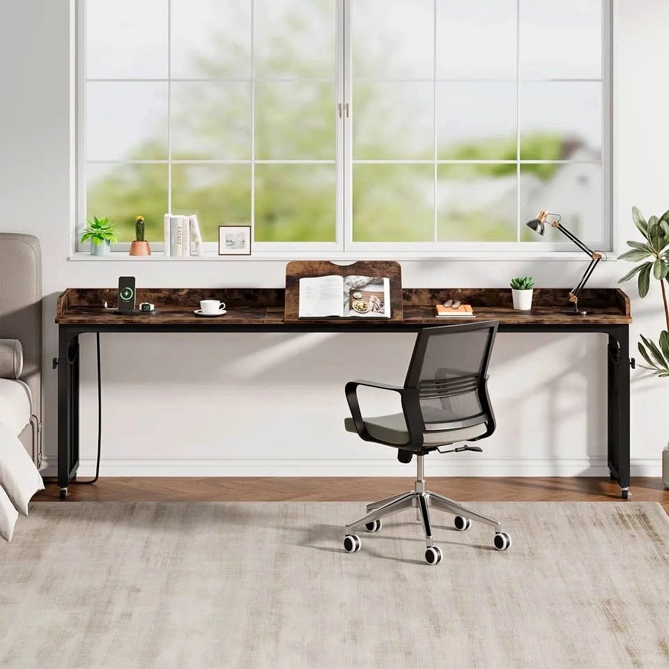 87'' W Height Adjustable Overbed Table With Power Outlet