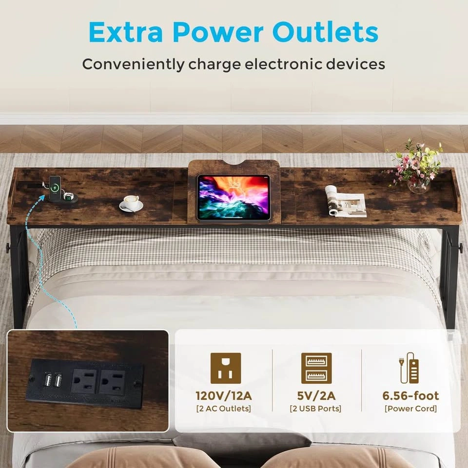 87'' W Height Adjustable Overbed Table With Power Outlet - photo 3