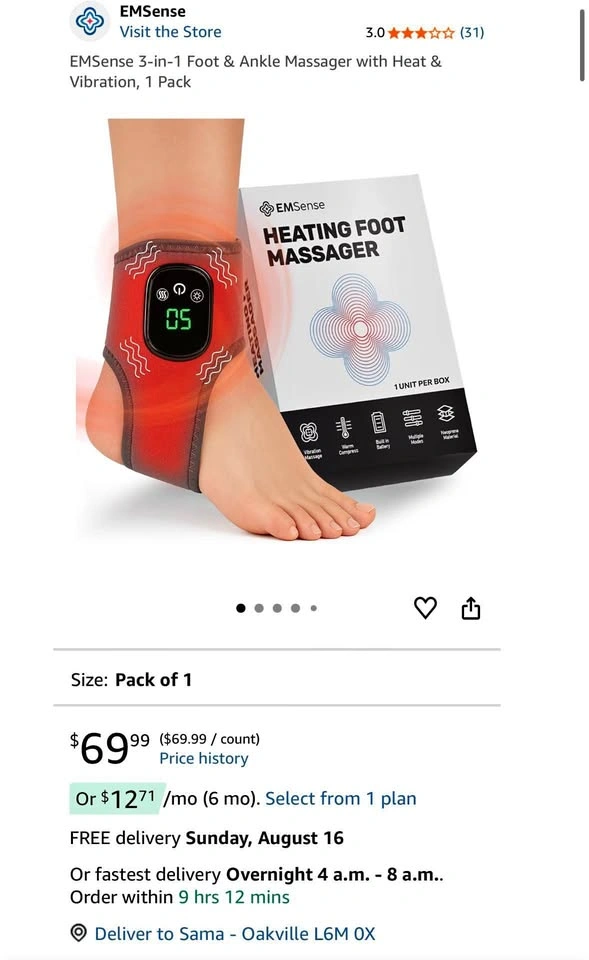 EMSense 3-in-1 Heated Foot & Ankle Massager