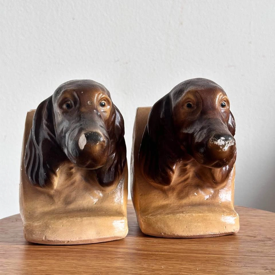 Vintage Hunting Dog Ceramic Bookends – Setter / Spaniel Pair - photo 3