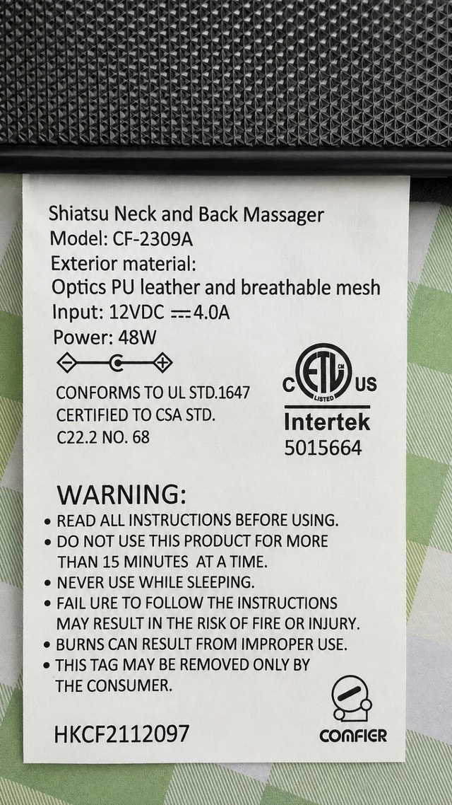 Comfier 3D Shiatsu Neck & Back Massager Chair Pad with Heat - photo 4