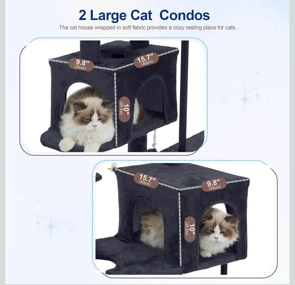 51" Multi-Level Cat Tree with Double Condos and Hammocks - photo 2