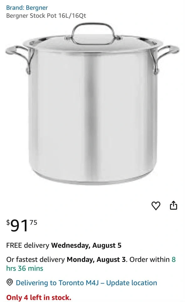 Bergner Stock Pot 16L/16Qt brand new - photo 2
