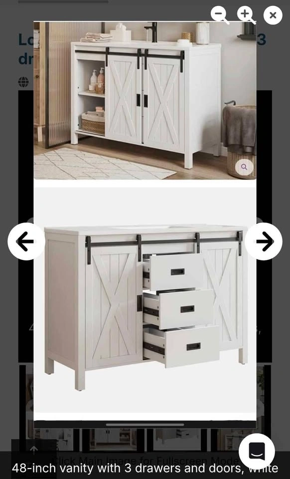 Brand new 48-inch vanity with 3 drawers and doors, white - photo 2
