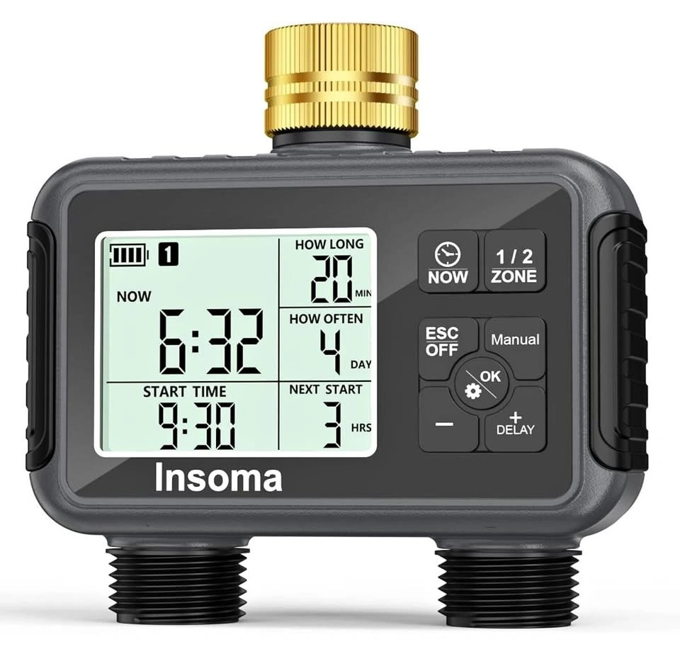 Insoma 2-Zone Outdoor Water Hose Timer with Brass Inlet (New)