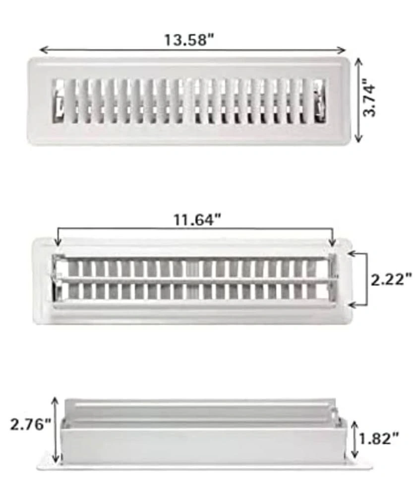 Decor Grates 2" x 12" White Steel Floor Registers (8-Pack)