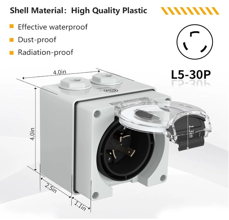 Brand New STARELO 30 Amp Generator Power Inlet Box - NEMA L5-30P - photo 2