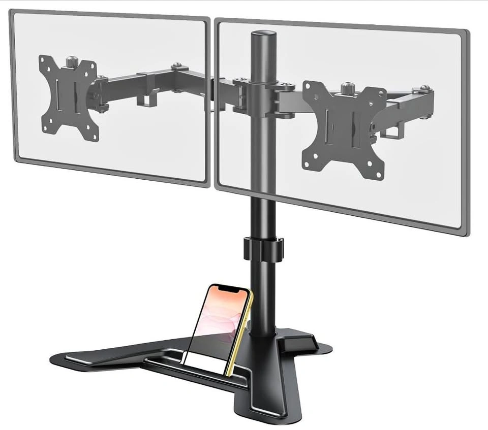 Brand New Dual Monitor Stand with Heavy-Duty V-Base (Fits 13"-27