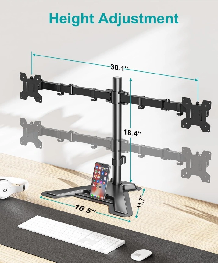 Brand New Dual Monitor Stand with Heavy-Duty V-Base (Fits 13"-27 - photo 2